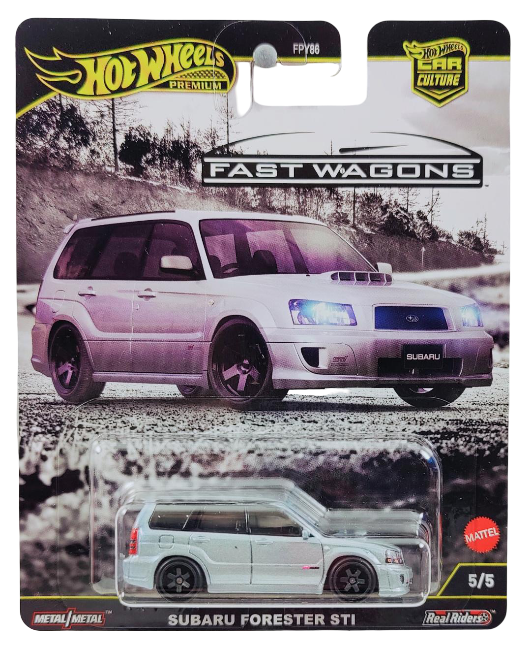 Hot Wheels 2025 - Premium / Car Culture / Fast Wagons 5/5 - Subaru Forester STI - Silver Metalflake - Metal/Metal & Real Riders