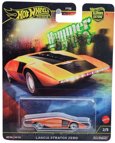 Hot Wheels 2025 - Premium / Car Culture / Hammer Drop 2/5 - Lancia Stratos Zero - Burnt Orange - Metal/Metal & Real Riders