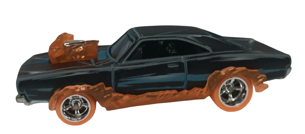 Hot Wheels 2025 - Premium / Pop Culture / Mix 2 / Marvel Ghost Rider - Ghost Rider Charger - Matte Black - Metal/Metal & Real Riders