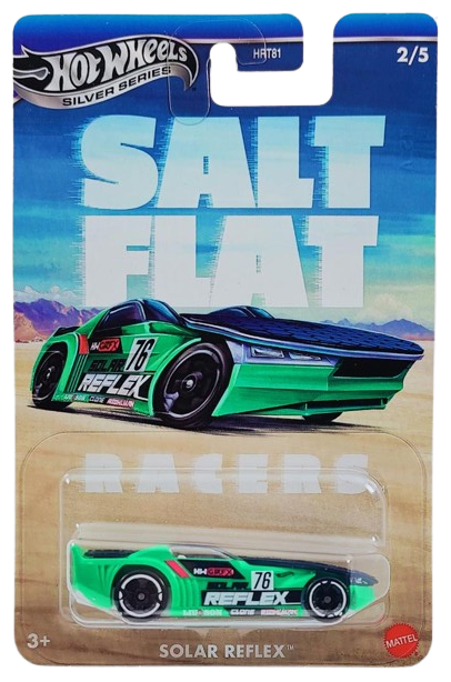 Hot Wheels 2025 - Silver Series / Theme Series / Salt Flat Racers 2/5 - Solar Reflex - Blue and Green / #76 - P4 Wheels - Grocery Store Exclusive