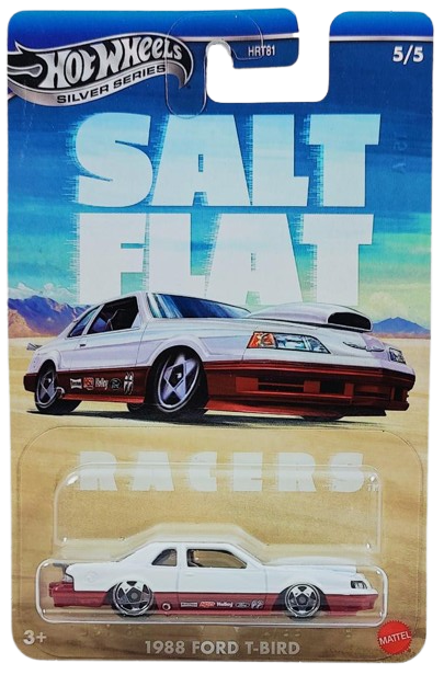 Hot Wheels 2025 - Silver Series / Theme Series / Salt Flat Racers 5/5 - 1988 Ford T-Bird - White over Dark Red - S5 Wheels - Grocery Store Exclusive