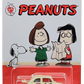 Hot Wheels 2025 - Silver Series / Theme / Peanuts 75 Years Series 5/5 - '60s Fiat 500D Modificado - Cream / Peppermint Patty & Marcie on Door - Red S5 Wheels - Walmart Exclusive