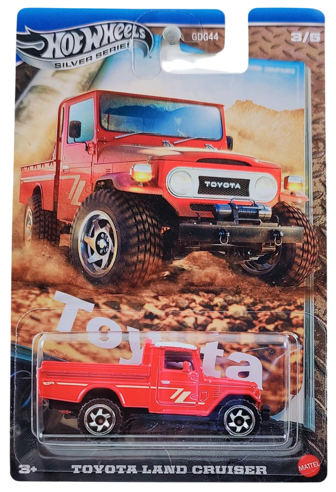 Hot Wheels 2025 - Silver Series / Theme Series / Toyota Series 3/5 - Toyota Land Cruiser - Red / White Roof - Off-Road Steelie (ORSW6) Wheels - Walmart Exclusive