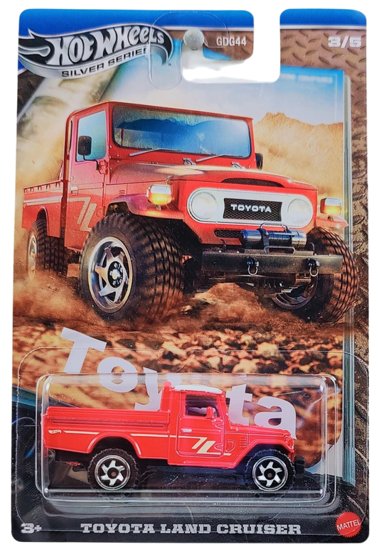 Hot Wheels 2025 - Silver Series / Theme Series / Toyota Series 3/5 - Toyota Land Cruiser - Red / White Roof - Off-Road Steelie (ORSW6) Wheels - Walmart Exclusive