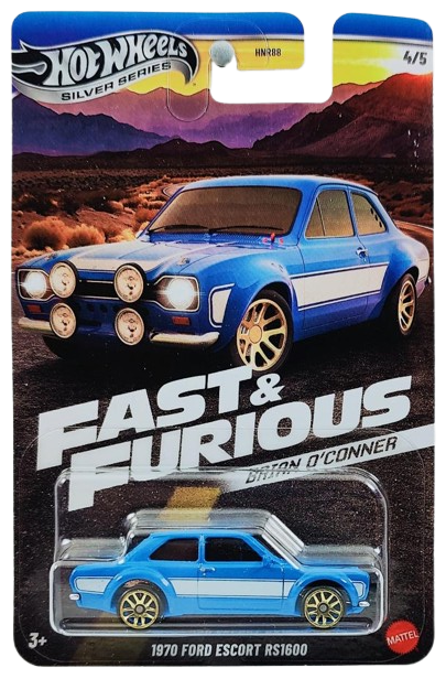 Hot Wheels 2025 - Silver Series / Theme / Fast & Furious: Brian O'Conner Series 4/5 - 1970 Ford Escort RS1600 - Blue / White Stripes - Gold MM5 Wheels - Fast & Furious 6