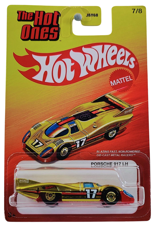 Hot Wheels 2025 - Theme - Mix 1 - The Hot Ones 7/8 - Porsche 917 LH - Spectraflame Gold - Gold Hot Ones Wheels - Target Exclusive - Retro Blister Card