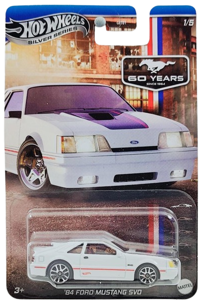 Hot Wheels 2025 - Theme / Mustang 60 Years Anniversary Series 1/5 - '84 Ford Mustang SVO - Oxford White - MM5 Wheels - Walmart Exclusive