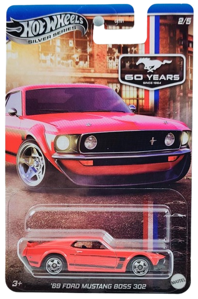 Hot Wheels 2025 - Theme / Mustang 60 Years Anniversary Series 2/5 - '69 Ford Mustang Boss 302 - Calypso Corral Red - S5 Wheels - Walmart Exclusive