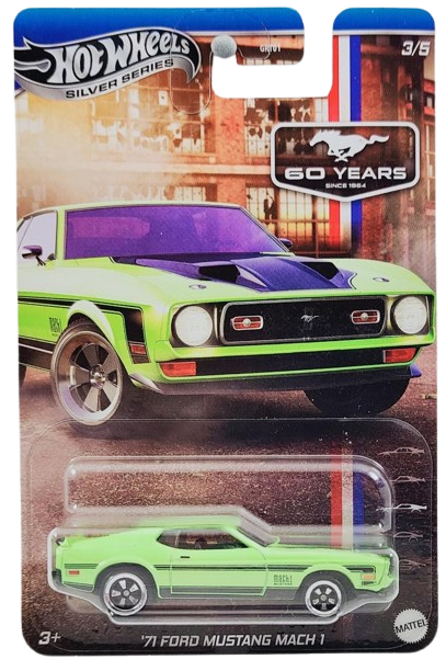 Hot Wheels 2025 - Theme / Mustang 60 Years Anniversary Series 3/5 - '71 Mustang Mach I - Grabber Lime Green - C5 Wheels - Walmart Exclusive