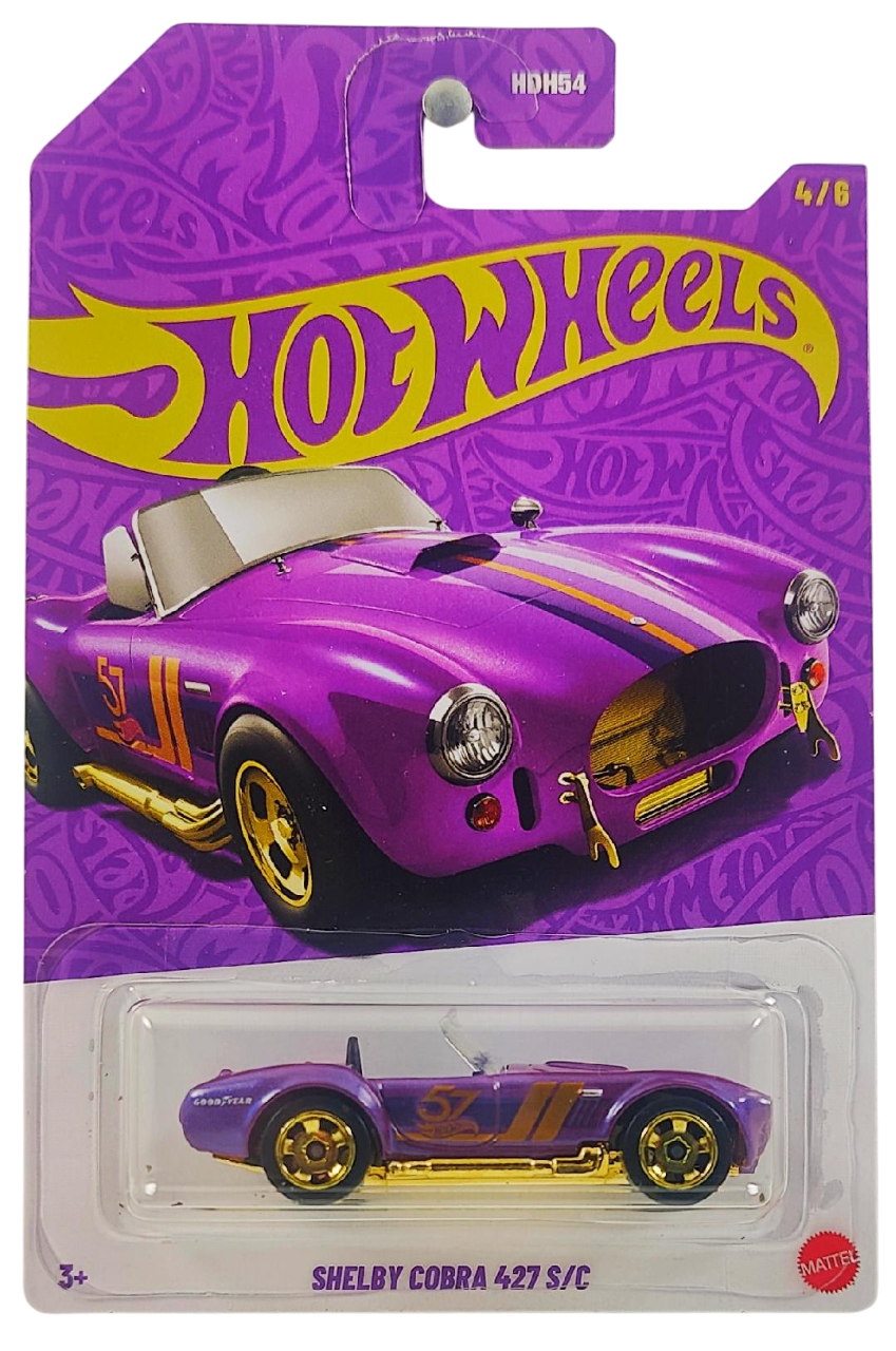 Hot Wheels 2025 - Theme / Mix 2 / Purple & Gold / 57th Anniversary 4/6 - Shelby Cobra 427 S/C - Pearl Purple & Gold Chrome - Drug & Discount Stores Exclusive