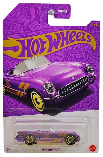 Hot Wheels 2025 - Theme / Purple & Gold / 57th Anniversary 4/6 - '55 Corvette - Pearl Purple & Gold Chrome - Drug & Discount Stores Exclusive