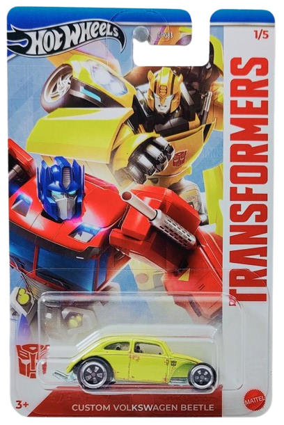 Hot Wheels 2024 - Theme Series / Transformers 1/5 - Custom Volkwagen Beetle (Bumblebee) - Yellow / Rusty Edges - Walmart Exclusive