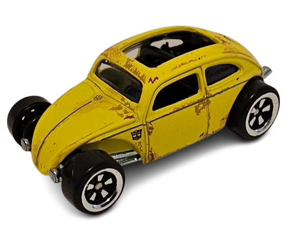 Hot Wheels 2024 - Theme Series / Transformers 1/5 - Custom Volkwagen Beetle (Bumblebee) - Yellow / Rusty Edges - Walmart Exclusive