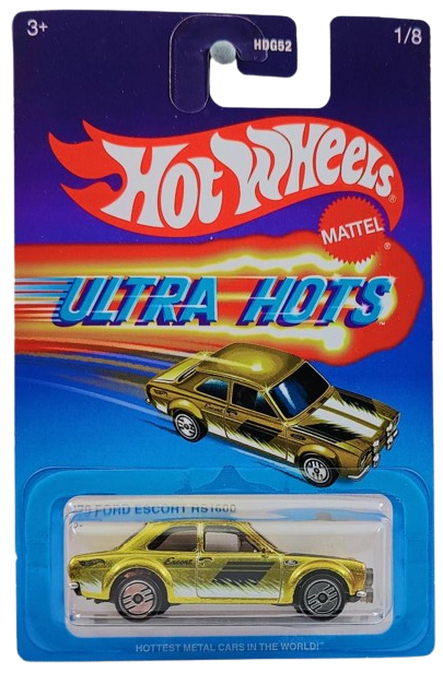 Hot Wheels 2025 - Ultra Hots 1/8 - '70 Ford Escort RS1600 - Spectraflame Gold - UH Wheels - Target Exclusive - Retro Ultra Hots Blister Card