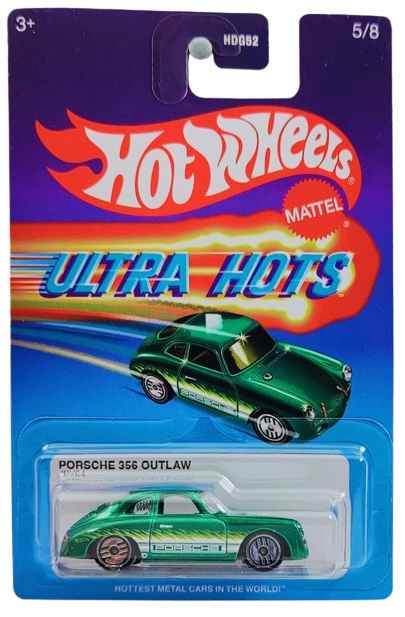 Hot Wheels 2025 - Ultra Hots 5/8 - Porsche 356 Outlaw - Spectraflame Green - UH Wheels - Target Exclusive - Retro Ultra Hots Blister Card