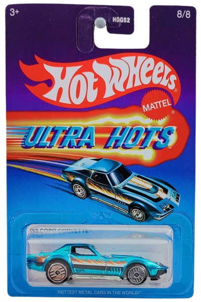 Hot Wheels 2025 - Ultra Hots 8/8 - '69 COPO Corvette - Spectraflame Ice Blue - UH Wheels - Target Exclusive - Retro Ultra Hots Blister Card
