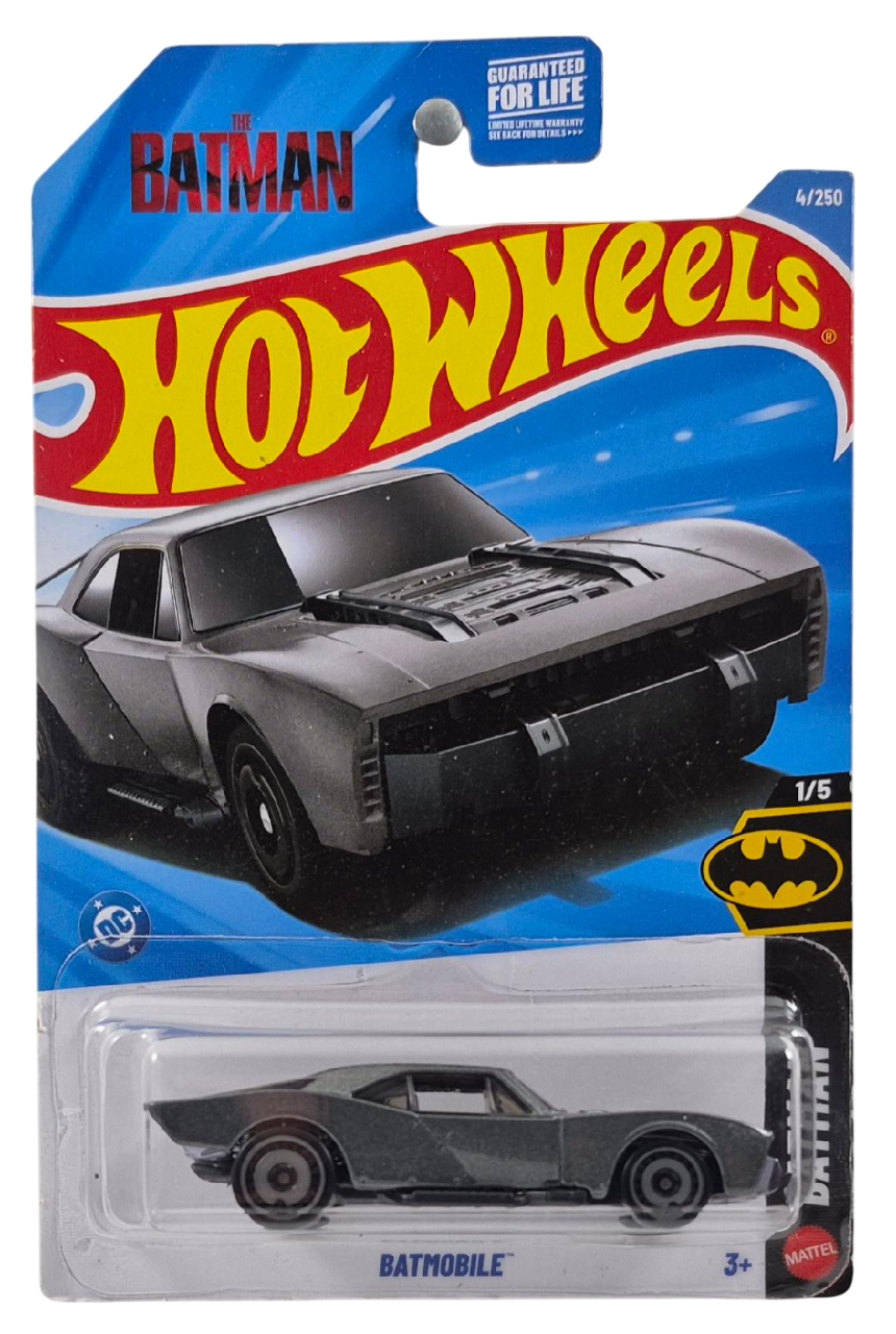 Hot Wheels 2026 - Collector # 004/250 - Batman 1/5 - Batmobile - Metalflake Gray - AeroDisc Wheels - USA '2026 - The Batman' Card