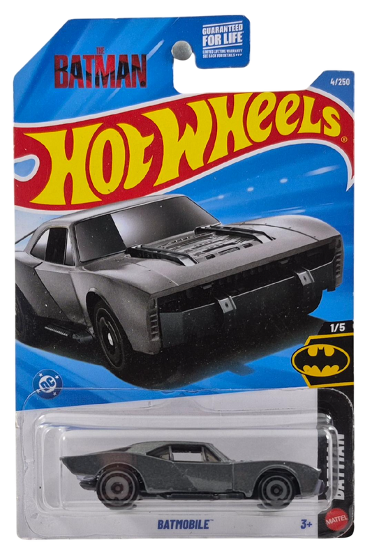 Hot Wheels 2026 - Collector # 004/250 - Batman 1/5 - Batmobile - Metalflake Gray - AeroDisc Wheels - USA '2026 - The Batman' Card