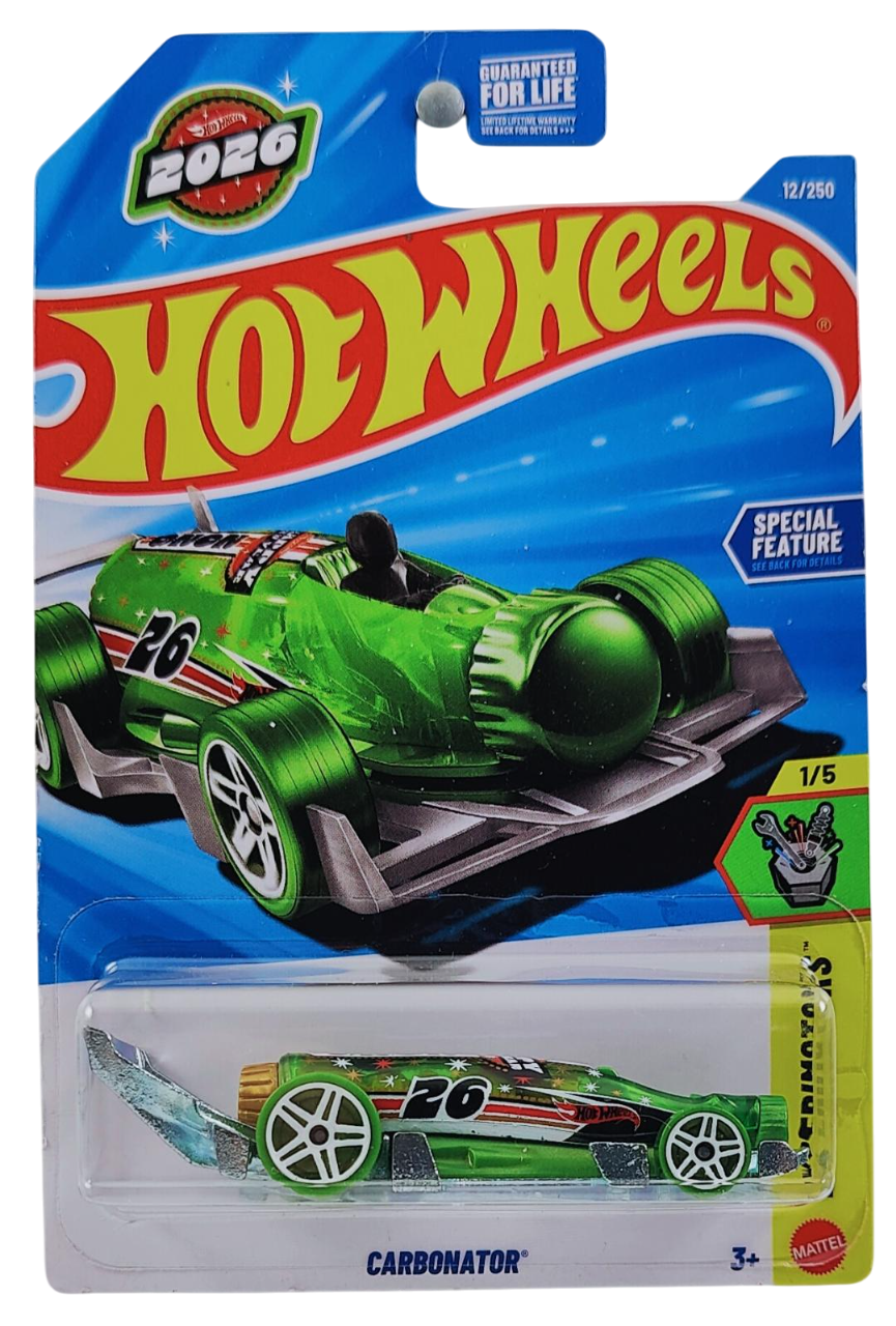 Hot Wheels 2026 - Collector # 012/250 - Experimoors 1/5 - Carbonator - Transparent Green Bottle - USA '2026' Card
