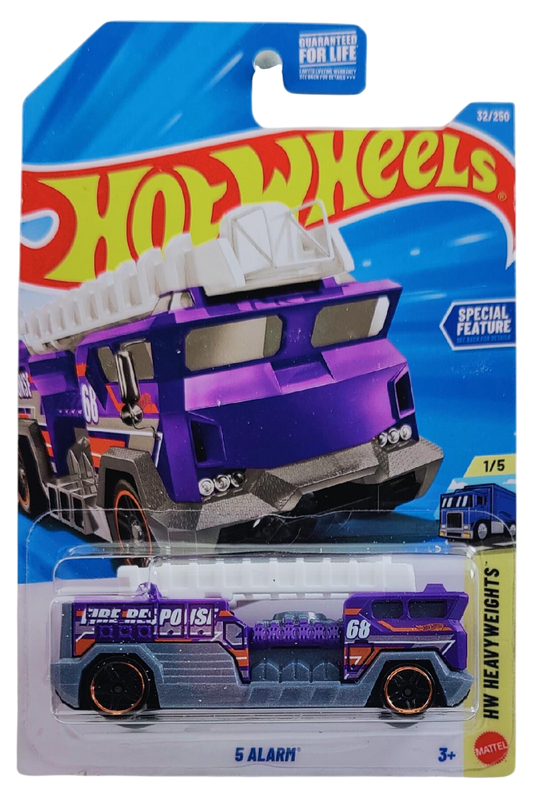 Hot Wheels 2026 - Collector # 032/250 - HW Heavyweights 1/5 - 5 Alarm (Fire Truck) - Purple / #68 - PR5 Wheels - USA '2026' Card