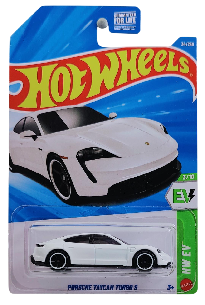 Hot Wheels 2026 - Collector # 034/250 - HW EV 3/10 - Porsche Taycan Turbo S - White - OH5Sp Wheels - USA '2026' Card