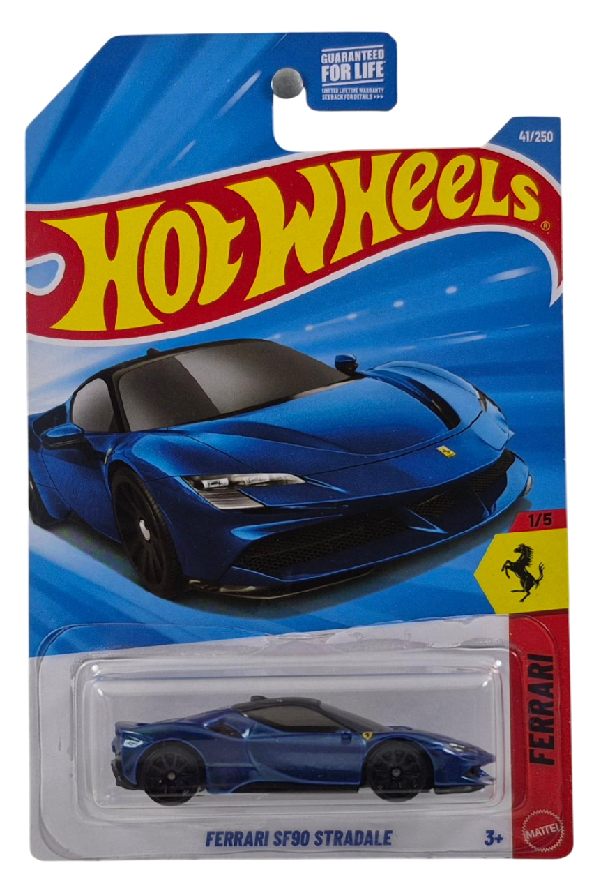 Hot Wheels 2026 - Collector # 041/250 - Ferrari 1/5 - Ferrari SF90 Stradale - Metalflake Blue (Blu Tour de France) - 10 Spoke Wheels - USA '2026' Card