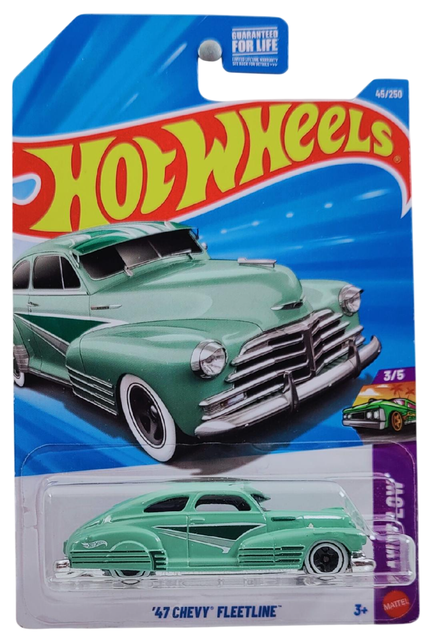 Hot Wheels 2026 - Collector # 045/250 - Layin' Low 3/5 - '47 Chevy Fleetline - Fern Green - White Walls on 5 Spoke Wheels - USA Card