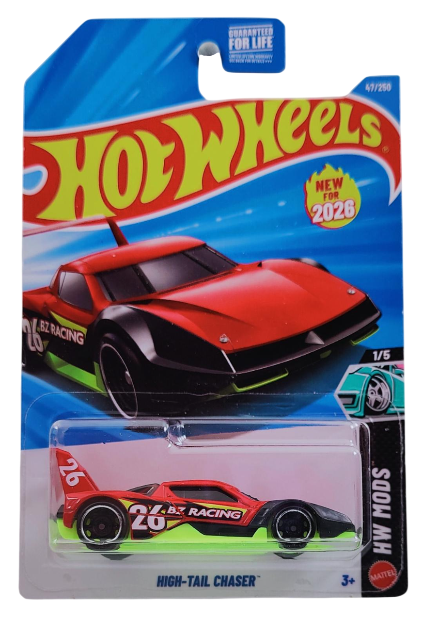 Hot Wheels 2026 - Collector # 047/250 - HW Mods 1/5 - New Models - High-Tail Chaser - Red - DD8 Wheels - USA Card