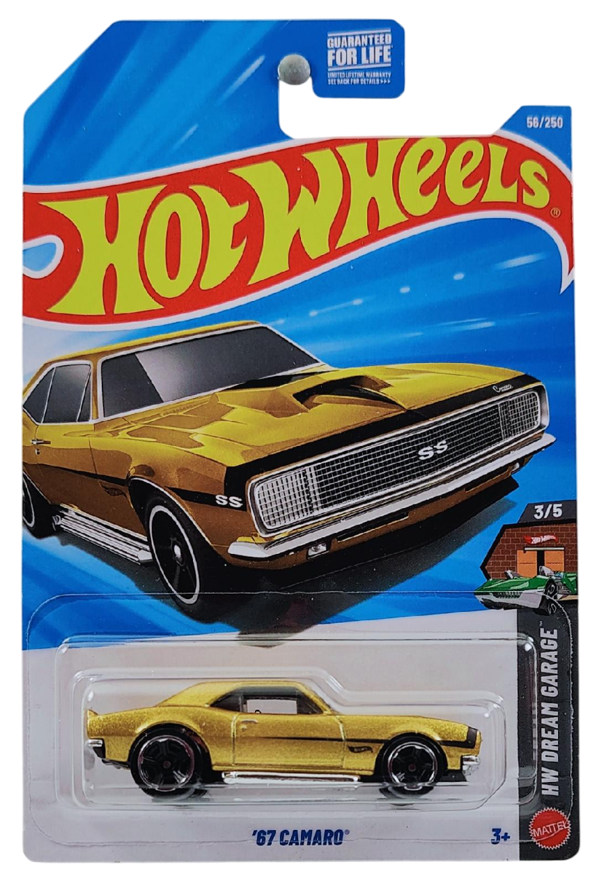 Hot Wheels 2026 - Collector # 056/250 - HW Dream Garage 3/5 - '67 Camaro - Gold Metalflake - MC5 Wheels - USA '2026' Card