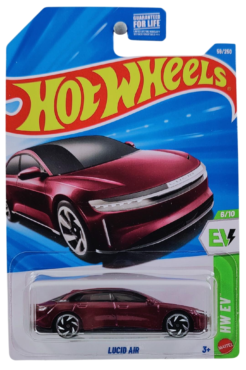 Hot Wheels 2026 - Collector # 059/250 - HW EV 6/10 - Lucid Air - Zenith Red -  RAV6 Wheels - USA '2026' Card