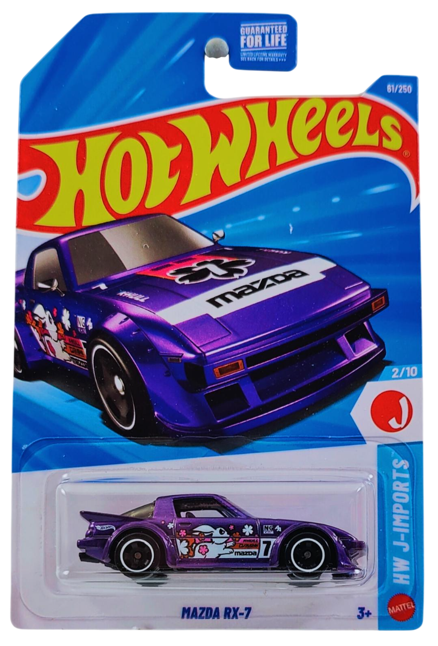 Hot Wheels 2026 - Collector # 061/250 - HW J-Imports 2/10 - Mazda RX-7 - Purple Metalflake - RSW Wheels - USA '2026' Card
