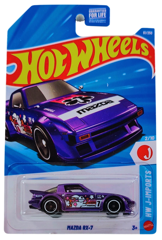 Hot Wheels 2026 - Collector # 061/250 - HW J-Imports 2/10 - Mazda RX-7 - Purple Metalflake - RSW Wheels - USA '2026' Card