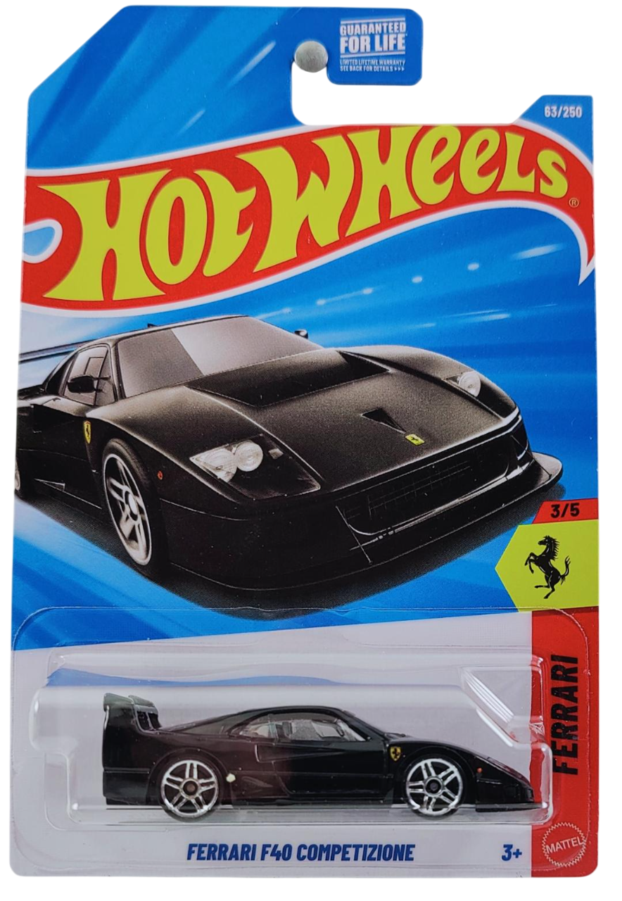 Hot Wheels 2026 - Collector # 063/250 - Ferrari 3/5 - Ferrari F40 Competizione - Grigio Nardo Black - PR5 Wheels - USA '2026' Card