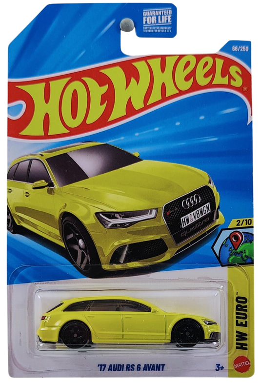 Hot Wheels 2026 - Collector # 066/250 - HW Euro 2/10 - '17 Audi RS 6 Avant - Yellow - Black Y5 Wheels - USA '2026' Card