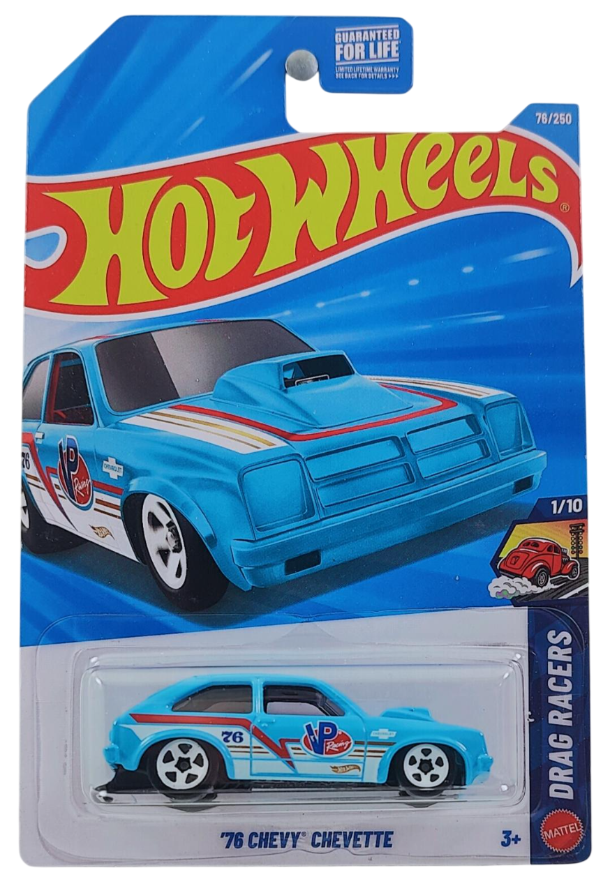 Hot Wheels 2026 - Collector # 076/250 - Drag Racers 1/10 - '76 Chevy Chevette - Sky Blue - USA '2026' Card