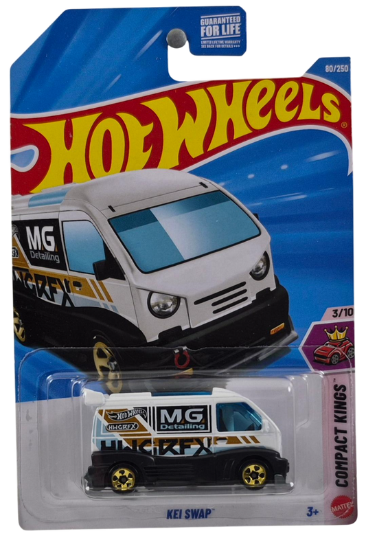 Hot Wheels 2026 - Collector # 080/250 - Compact Kings 3/10 - Kei Swap - White - Gold 5 Spoke Wheels - USA '2026' Card
