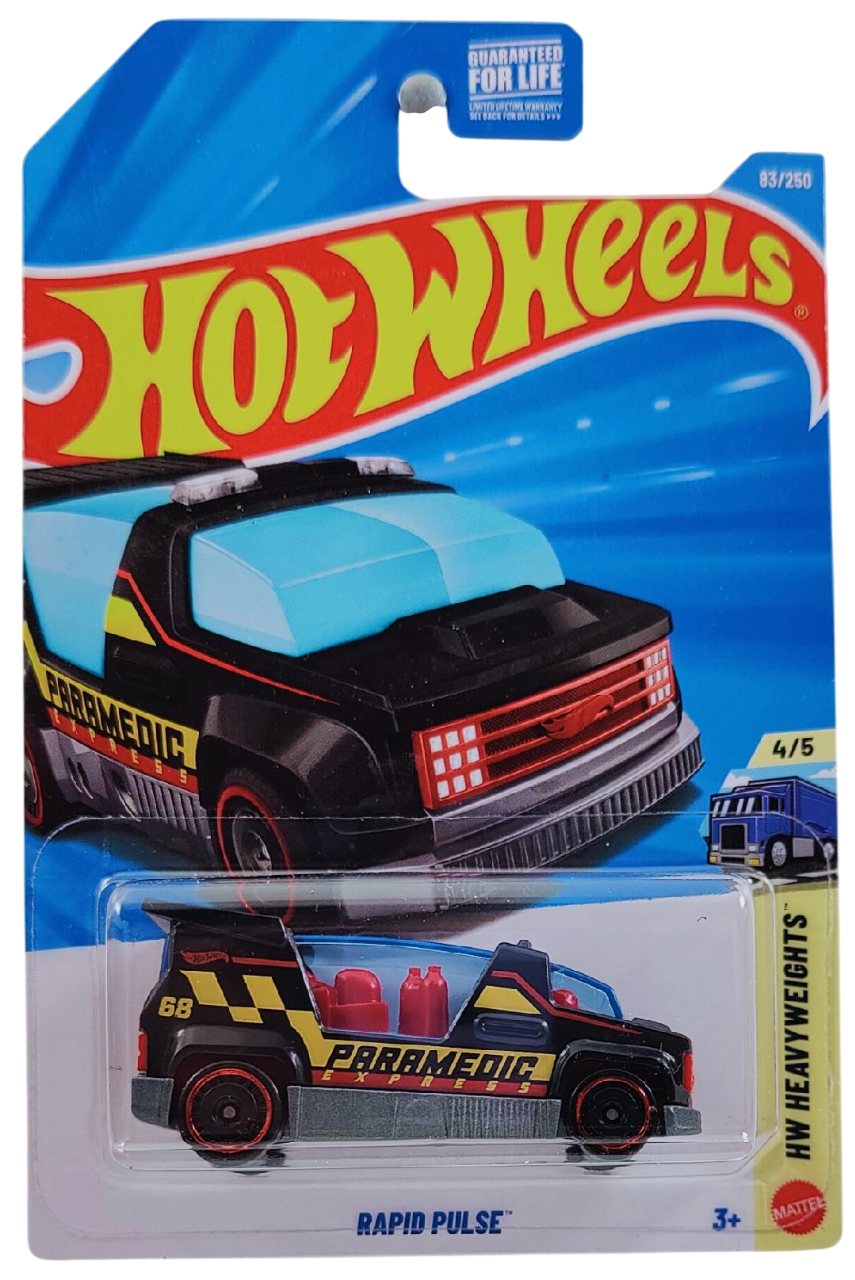 Hot Wheels 2026 - Collector # 083/250 - HW Heavyweights 4/5 - Rapid Pulse (Ambulance) - Black / 'Paramedic' - Aero Disc Wheels - USA '2026' Card