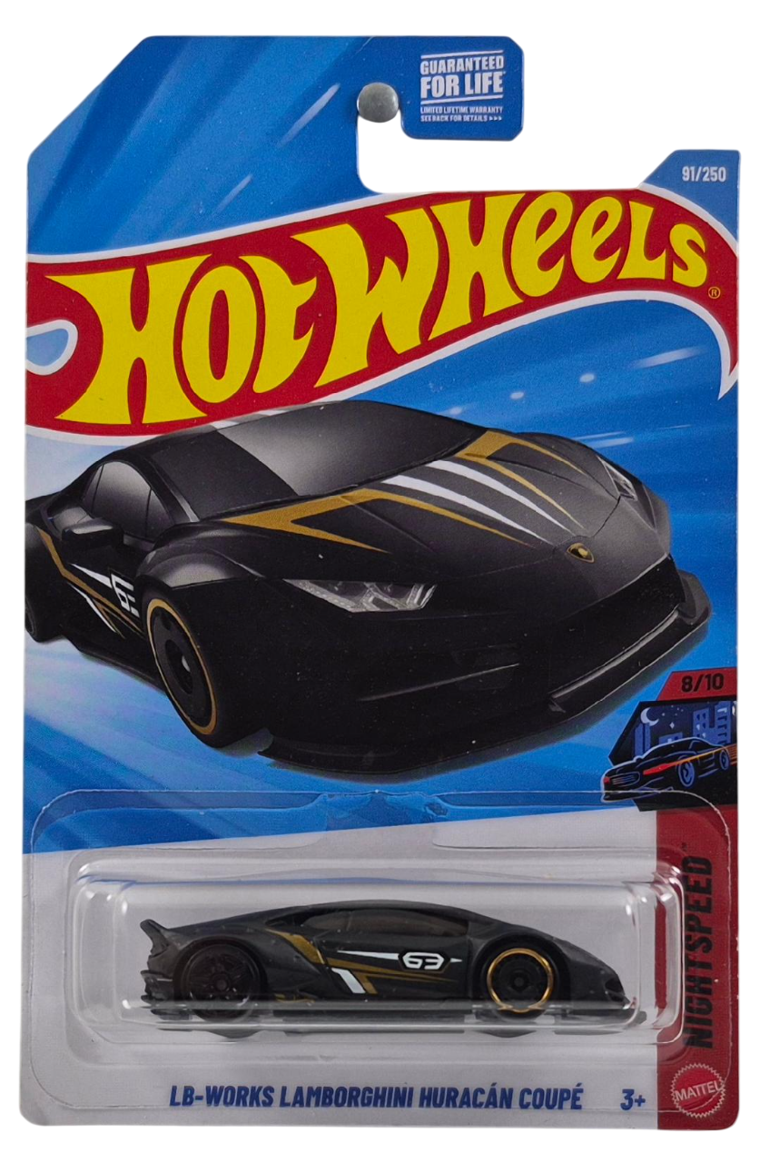 Hot Wheels 2026 - Collector # 091/250 - Nightspeed 8/10 - LB-WORKS Lamborghini Huracán Coupé - Matte Black - Bronze Lip, Black AeroDisc, Black PR5 Wheels - USA '2026' Card