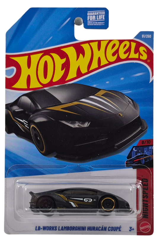 Hot Wheels 2026 - Collector # 091/250 - Nightspeed 8/10 - LB-WORKS Lamborghini Huracán Coupé - Matte Black - Bronze Lip, Black AeroDisc, Black PR5 Wheels - USA '2026' Card
