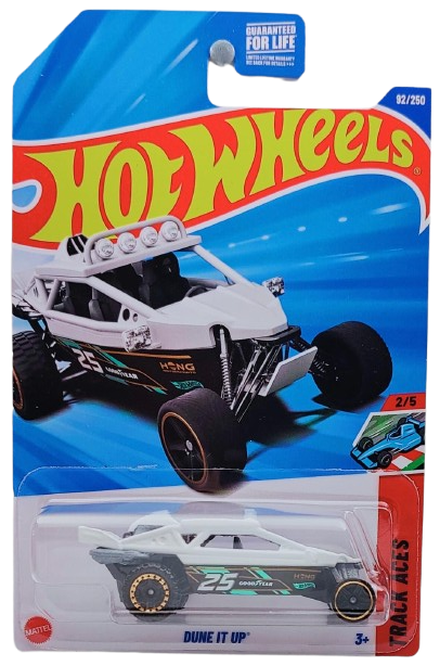 Hot Wheels 2025 - Collector # 092/250 - Track Aces 2/5 - Dune It Up (Sandrail) - White / #25 and Racing Decals - USA Card