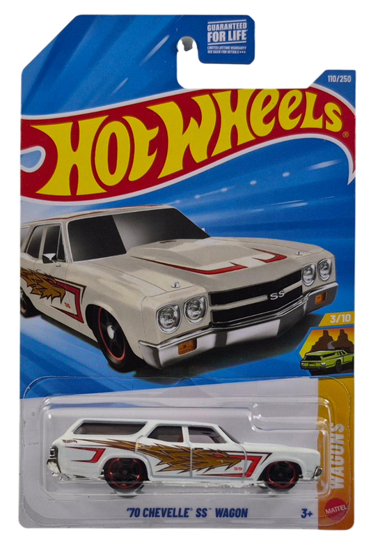 Hot Wheels 2026 - Collector # 110/250 - Wagons 3/10 - '70 Chevelle SS Wagon - White - MC5 Wheels - USA '2026' Card