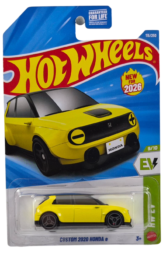 Hot Wheels 2026 - Collector # 115/250 - HW EV 9/10 - New Models - Custom 2020 Honda e - Yellow / Black Roof -  Gray FC3 Wheels - USA '2026' Card