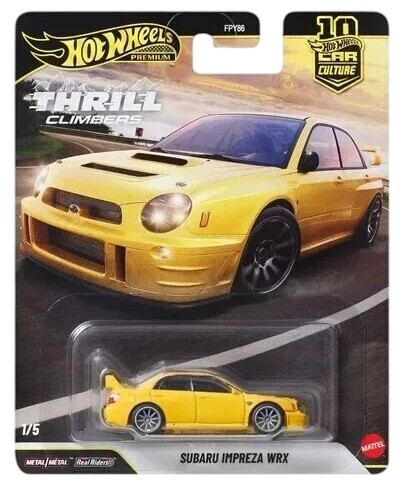 Hot Wheels 2026 - Premium / Car Culture / Thrill Climbers 1/5 - Subaru Impreza WRX - Sonic Yellow - Metal/Metal & Real Riders