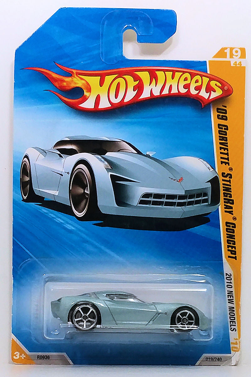 Hot Wheels 2010 - Collector # 019/240 - New Models 19/44 - '09 Corvette Stingray Concept - Metallic Light Blue - USA Card