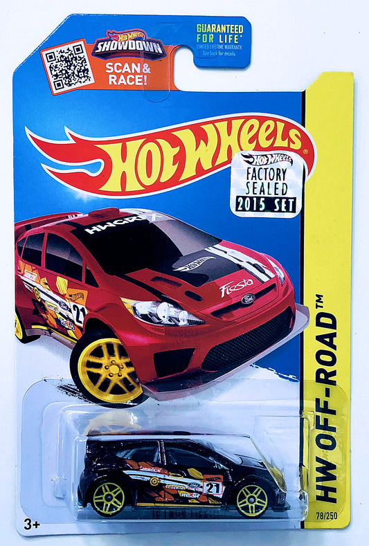 Hot Wheels 2015 - Collector # 078/250 - HW Off-Road / Road Rally - '12 Ford Fiesta - Maroon Metalflake - USA 'Showdown' Card with Factory Set Sticker