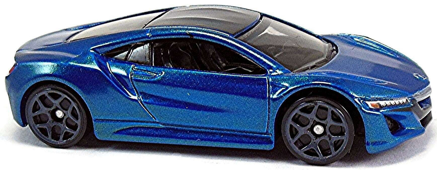 Hot Wheels 2016 - Collector # 108/250 - Then and Now 8/10 - New Models - '17 Acura NSX - Metalflake Blue - Gray Y5 Wheels - USA 'Showdown' Card