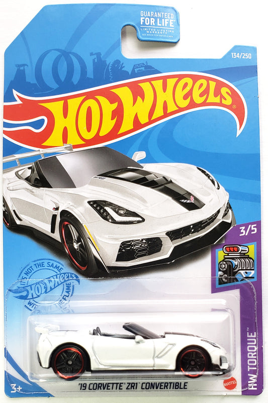Hot Wheels 2021 - Collector # 134/250 - HW Torque 3/5 - '19 Corvette ZR1 Convertible - White - USA Card