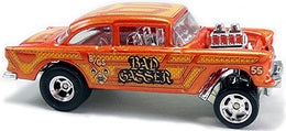 Hot Wheels 2017 - Car Culture / HW Redliners 4/5 - '55 Chevy Bel Air Gasser - Orange Red Metalflake - Metal/Metal - Real Riders - MPN DWH84
