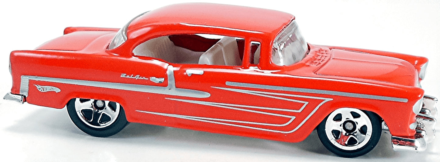 Hot Wheels 2010 - Collector # 162/240 - Hot Auction 4/10 - '55 Chevy Bel Air - Red - Gray Interior - USA Card