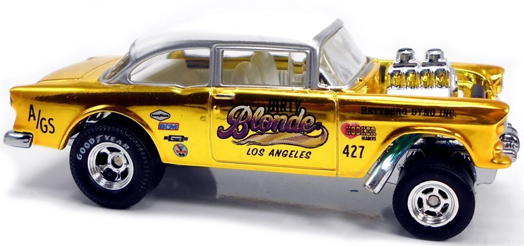 Hot Wheels 2019 - HWC / RLC sELECTIONs 1/1 - '55 Chevy Bel Air (Gasser) - Spectraflame Yellow - Metal/Metal & Real Riders - Kar Keeper